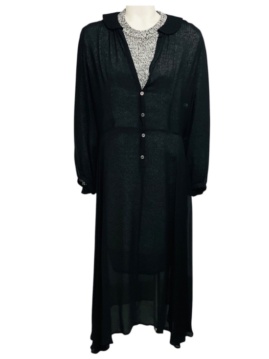 Junya Watanabe Dresses & Skirts - JUNYA WATANABE BLACK / GREY TWEED AND SHEER CHIFFON MIDI DRESS